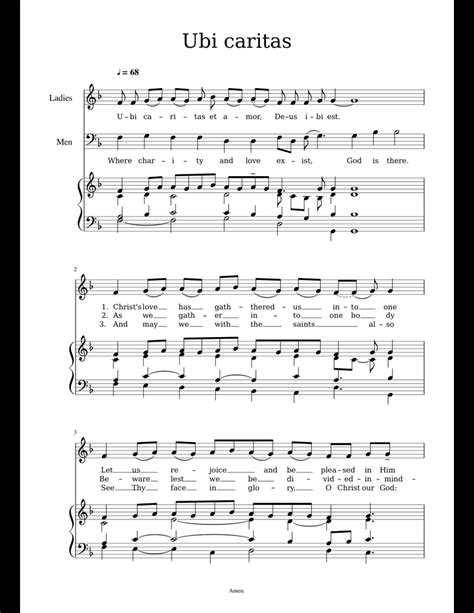 SATB Choir. . Ubi caritas piano sheet music pdf